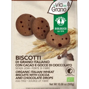 Biscotti di grano italiano con cacao e gocce di cioccolato bio